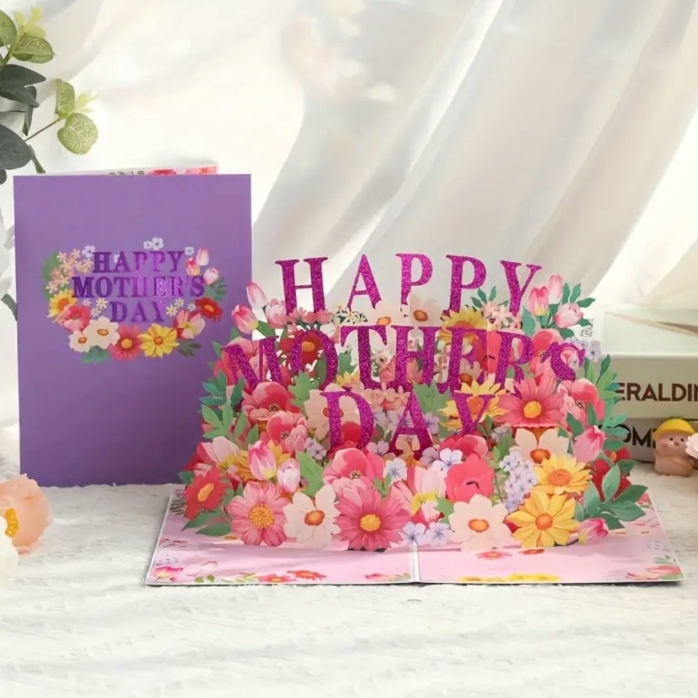 Purple and Pink Mother’s Day Pop-Up Card, NEW